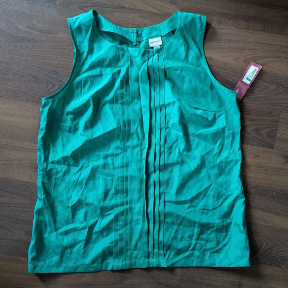 BNWT Merona Teal Pleated Tank Top